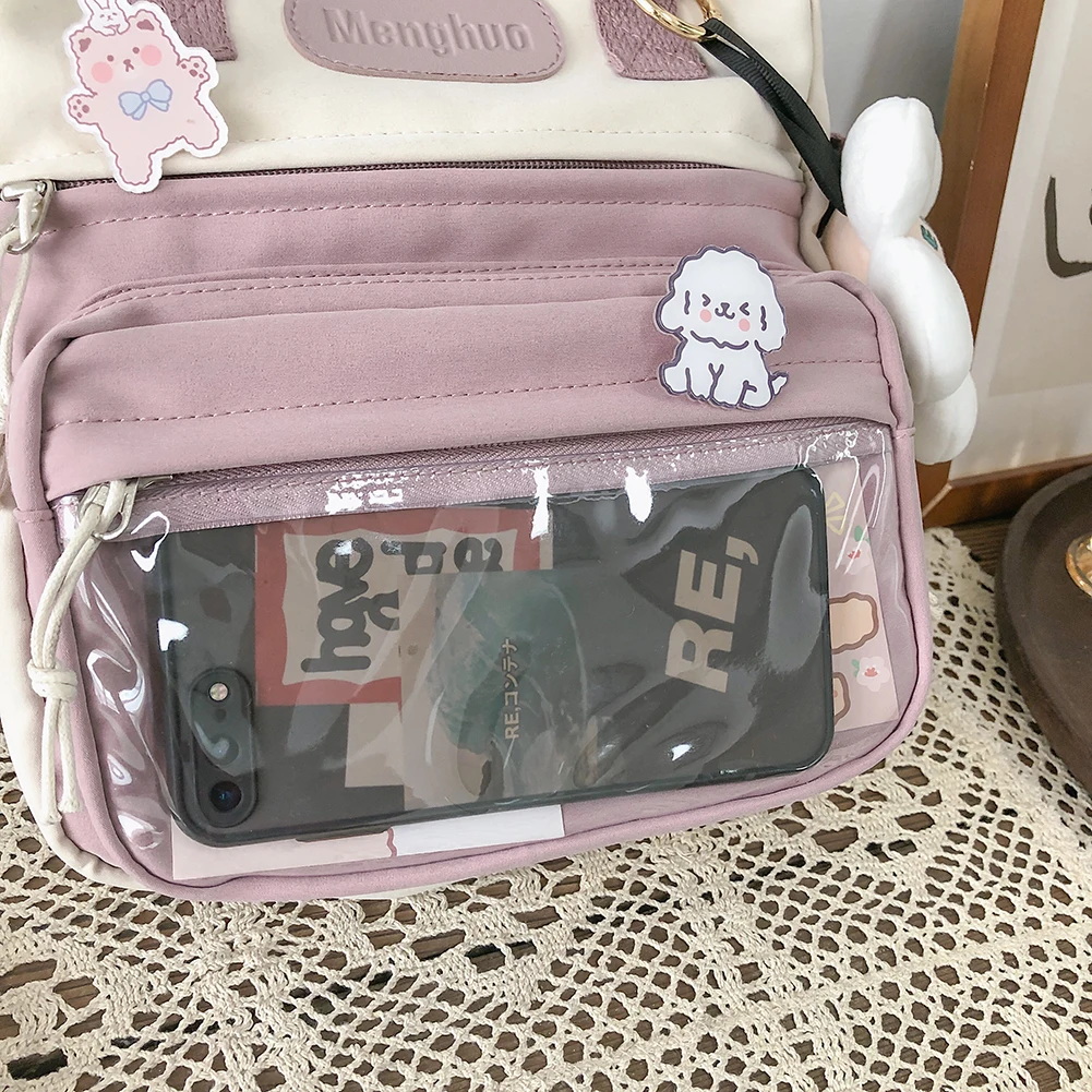 Women Patchwork Hit Color Preppy Style Patchwork Backpack Casual Ladies Nylon Large Capacity Handbags Knapsack