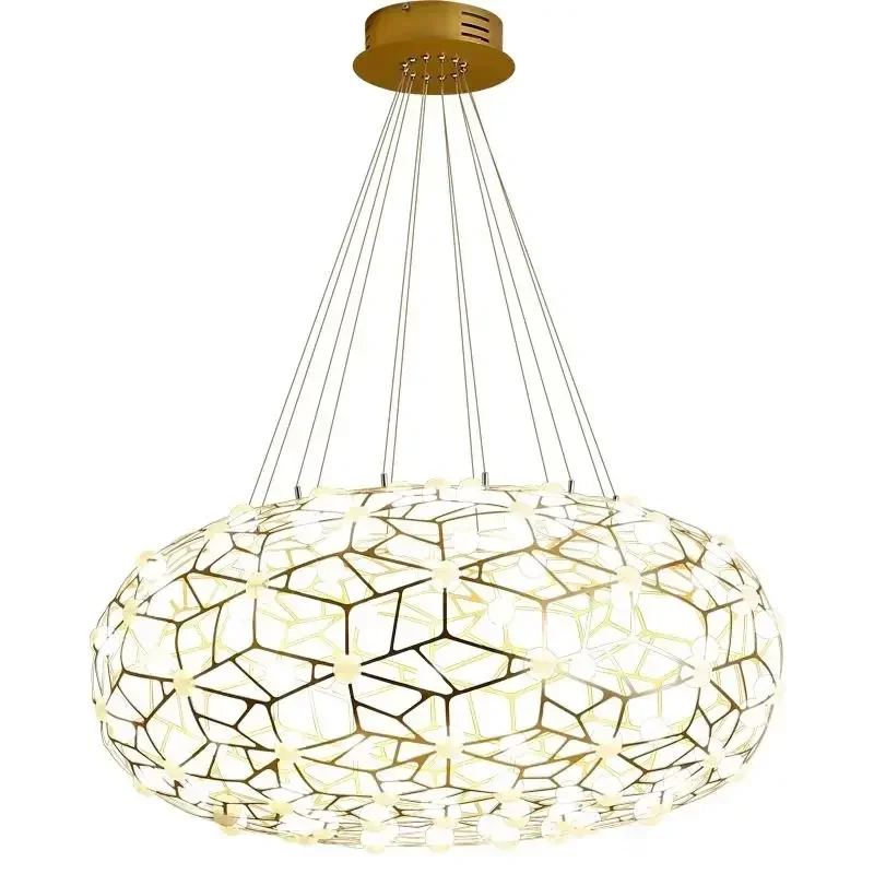 Postmodern living room bird's nest light, simple and creative, starry sky circular stainless steel decorative pendant light