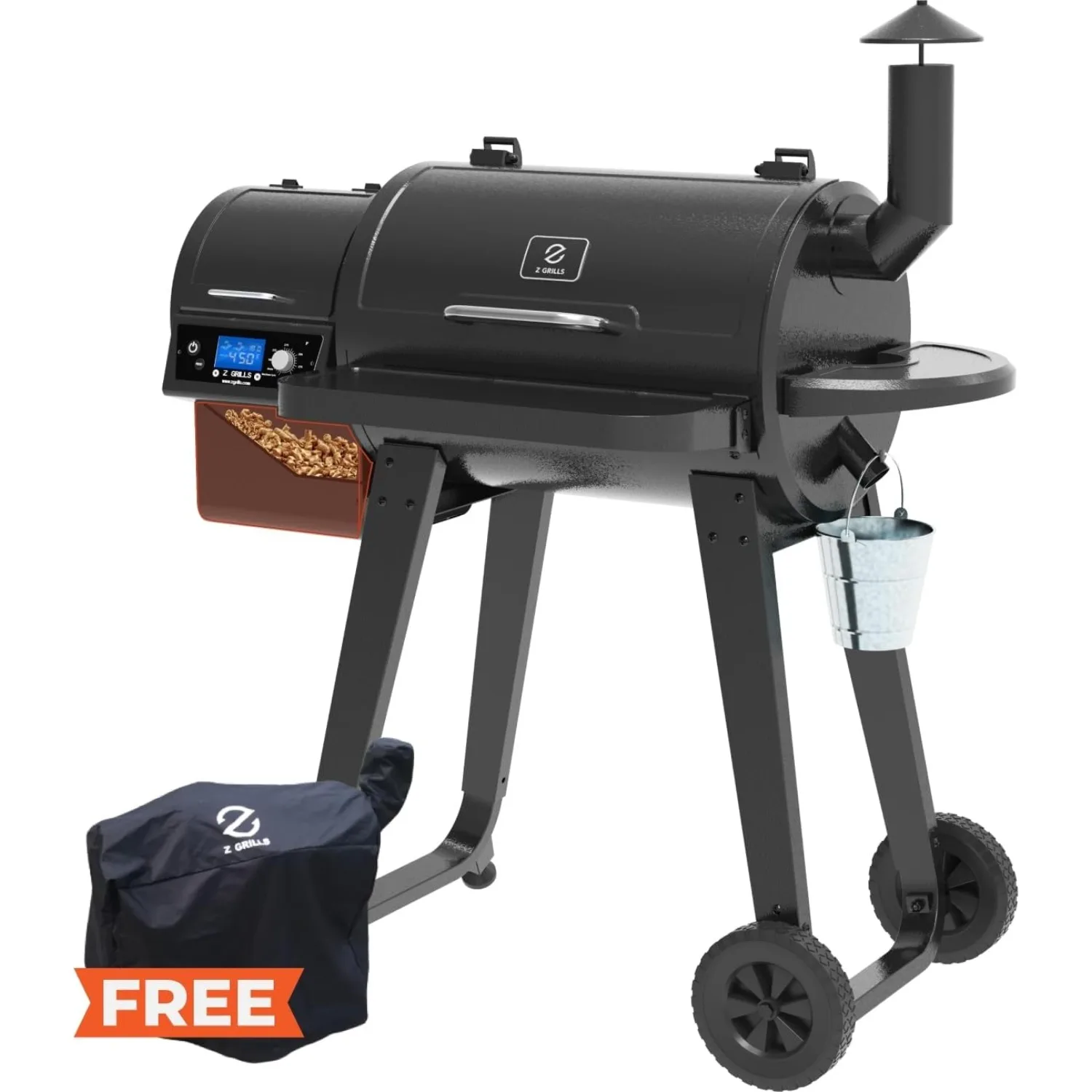 Z GRILLS ZPG-450A Wood Pellet Grill & Smoker with PID Controller 8 in 1 BBQ Grill Auto Temperature Control 450 Sq in Black