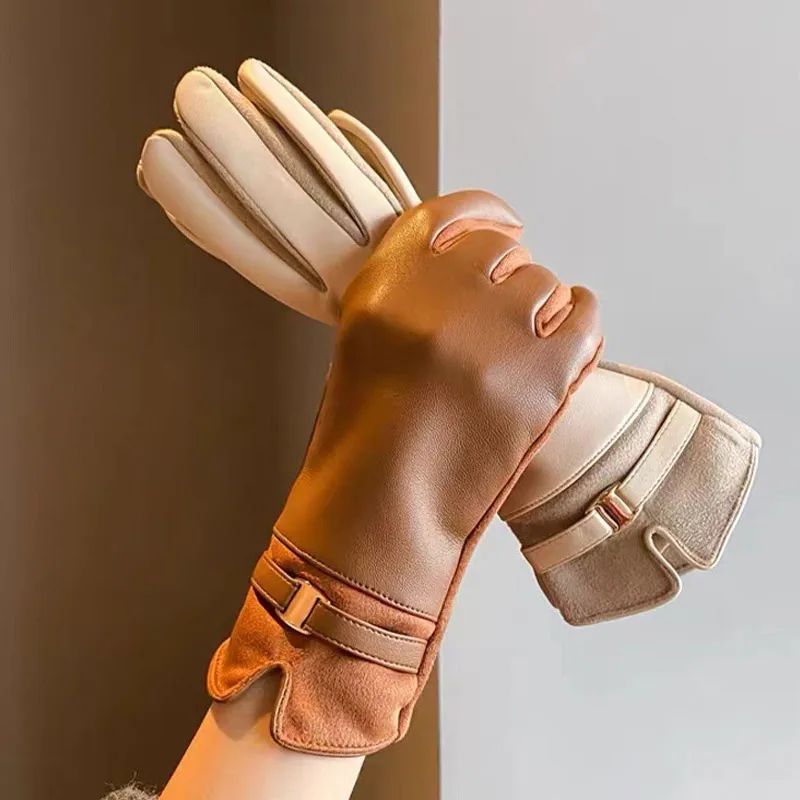 2025 New Gloves for Women in Winter Warm and Plush Thickened Cold Proof Driving Touch Screen Gloves for Outdoor Cycling