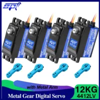 1/2/4/6PCS SPT 12KG RC Servo 4412LV 180° Metal Gear Short Body Low Profile w/ Metal Arm for 1/10 1/12 RC Car SCX10 Fixed-wing