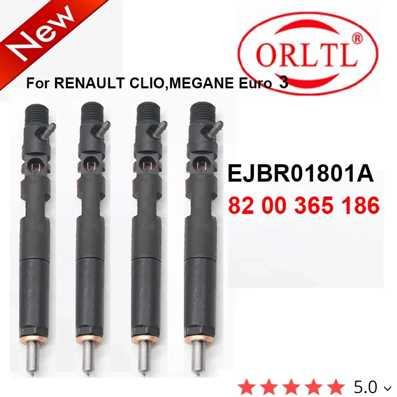 

4PC Common Rail Diesel Injector EJBR01801A 82 00 365 Nozzle 186 8200365186 For RENAULT CLIO,MEGANE Euro 3ORLTL