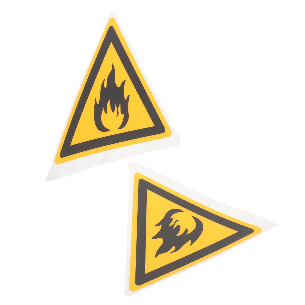 2pcs Warning Decal Fire Safety Sign Plastic Caution Sticker Adhesive Sign For Outdoor