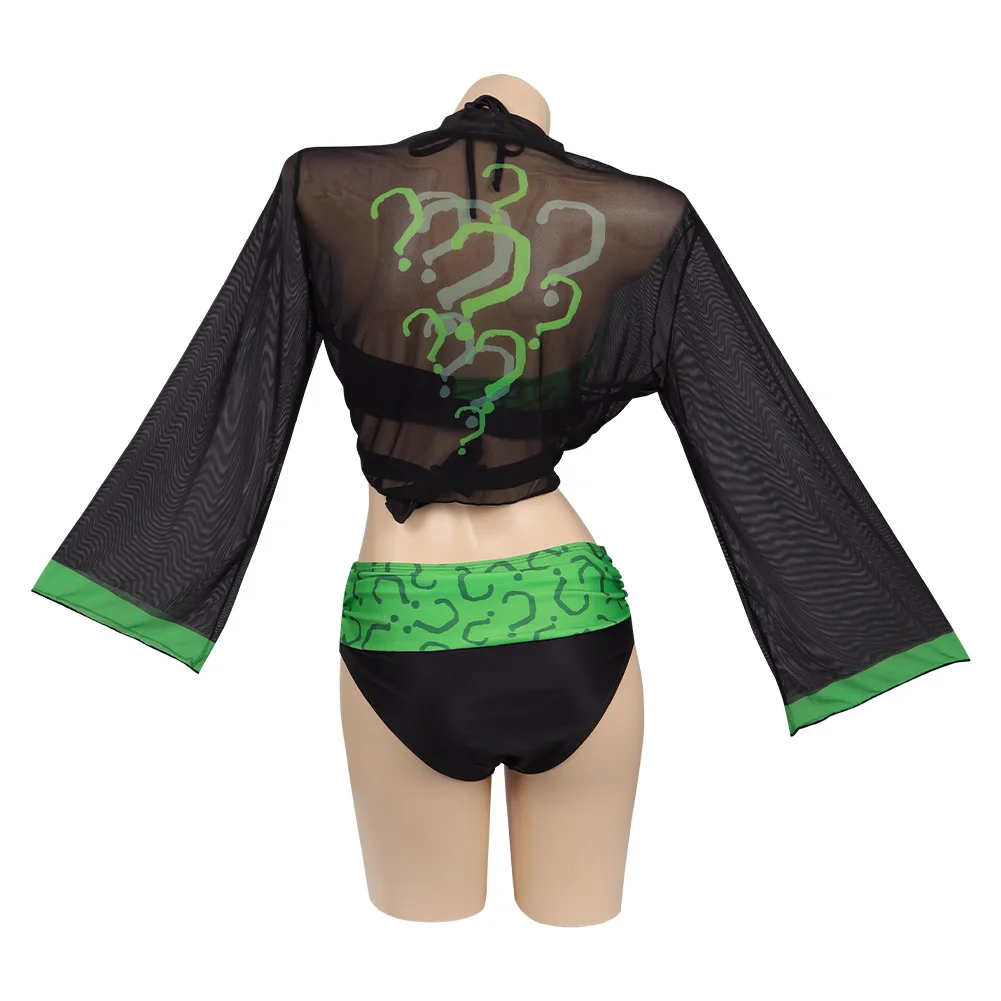 Riddler Cosplay Costume Swimwear Cloak Outfits Halloween Carnival Suit