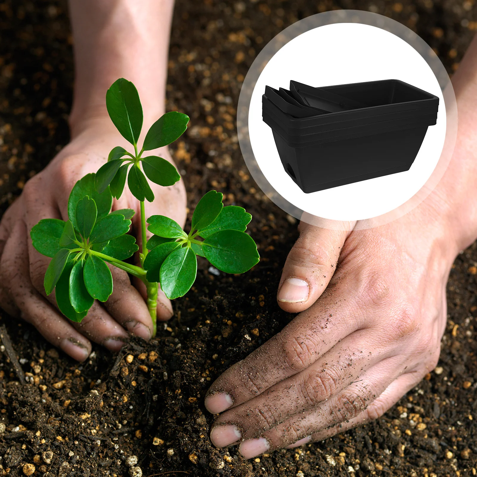 4 قطعة أواني الزهور البلاستيكية الكبيرة مستطيلة نافذة صندوق المزارعون لحديقة بونساي الصبار عرض عصاري زارع مستطيلة #6