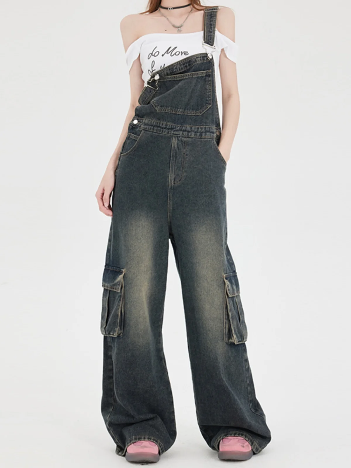 

NKAZ американский джинсовый комбинезон с талией в стиле ретро, женский летний новый комбинезон с прямыми штанинами, широкие брюки, длинные брюки с талией