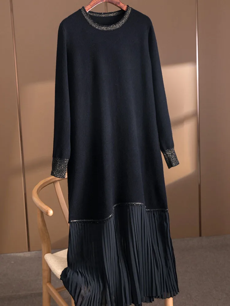 

Новинка 2026: Модное повседневное платье больших размеров для женщин, весна-осень, молодежное, с длинным рукавом, базовый слой, скрывающее живот, стройнящее