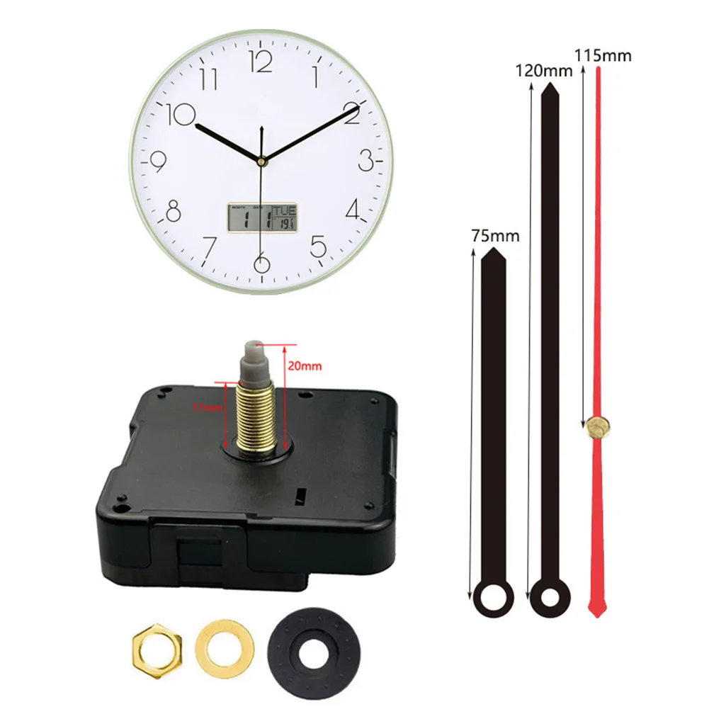 Wall Clock Quartz Movement Replacement with Silent Mechanism and Hands for Craft Clocks Wooden Metal and Electrical Box Clocks