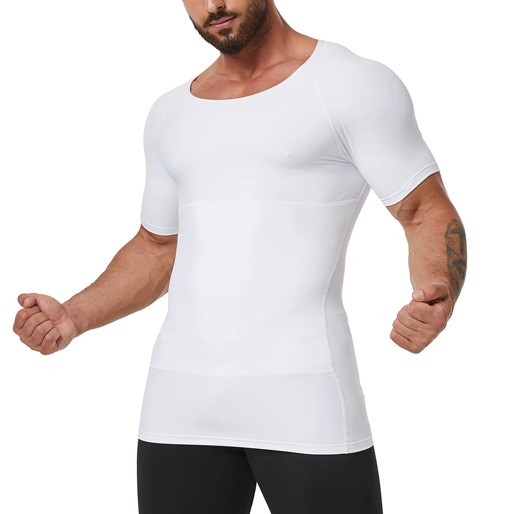 Canottiere per il controllo della pancia per uomo che dimagriscono Body Shaper ginecomastia canotte a compressione bianche top