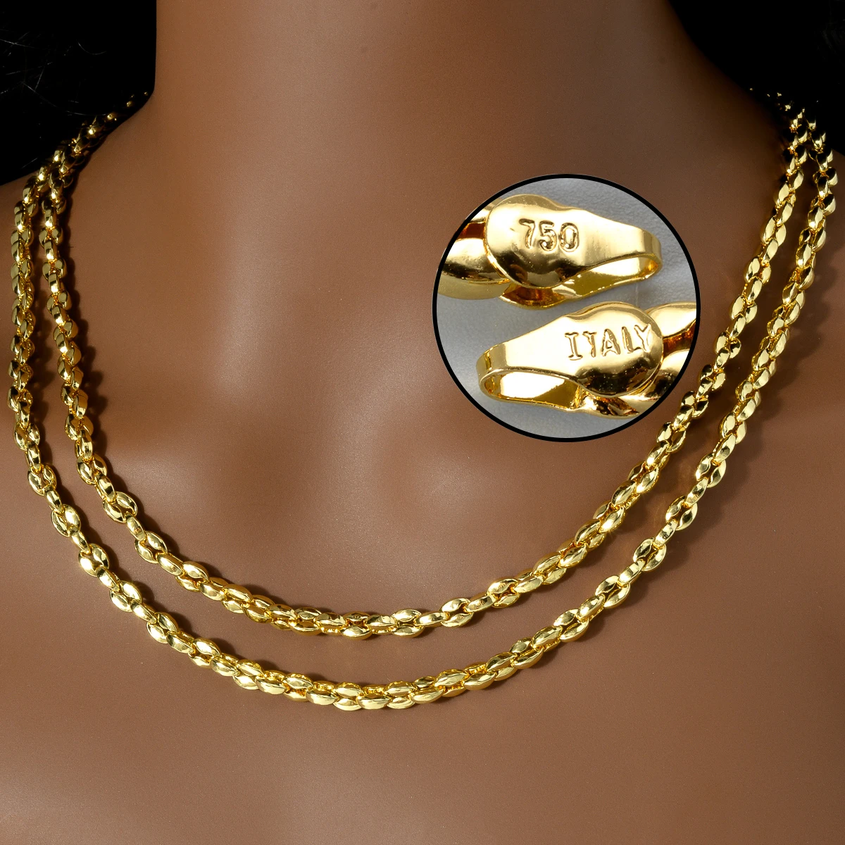 Hot Selling Ltalian 750 Men's and Women's Necklace 18k Gold-Plated Rock Hip-Hop Banquet Jewelry Accessories