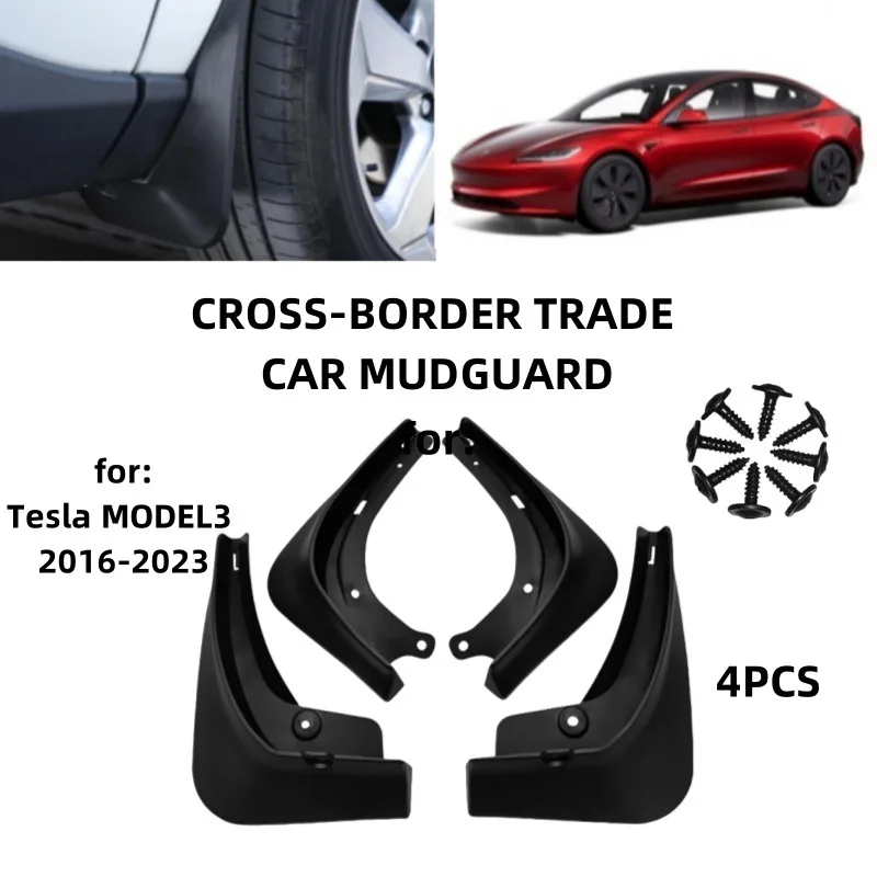 

Suitable for Tesla 2016-2023 Tesla MODEL3 Mudguards Fender Mudflaps Front Rear Flares Splash Guards Cover Car Accessorie