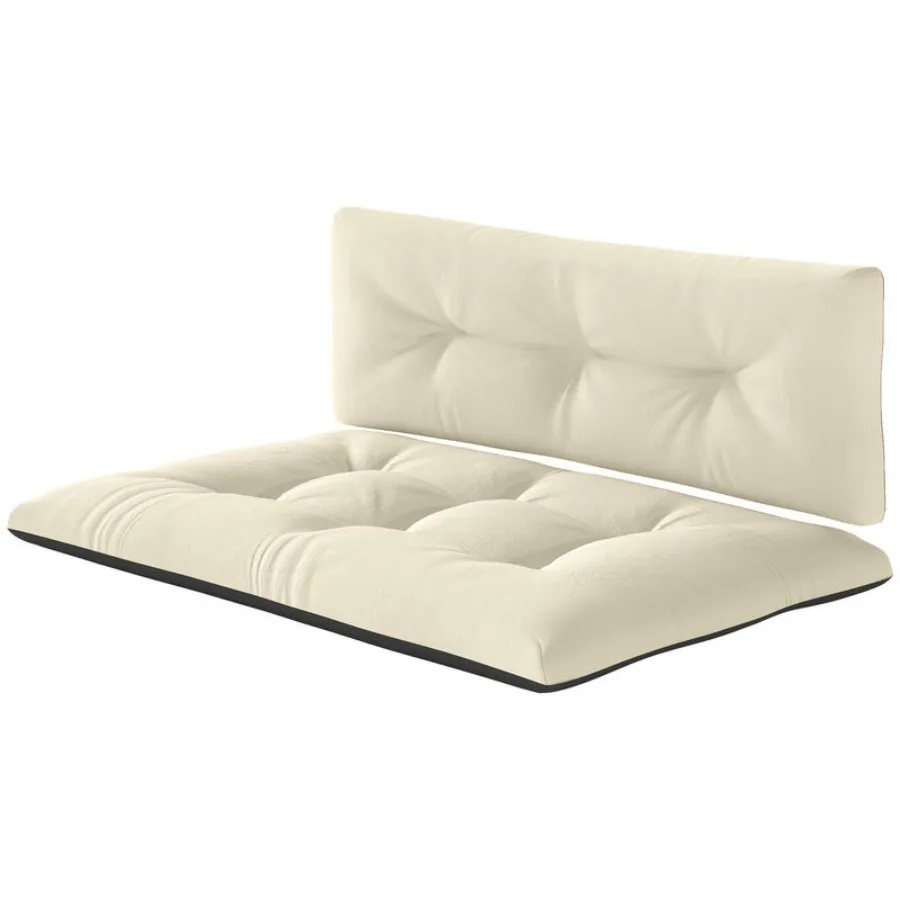

2 Seater Pallet Cushions Outdoor 3.9" Thick Replacement Cushions - Tufted Design for Garden, Patio, Cream White
