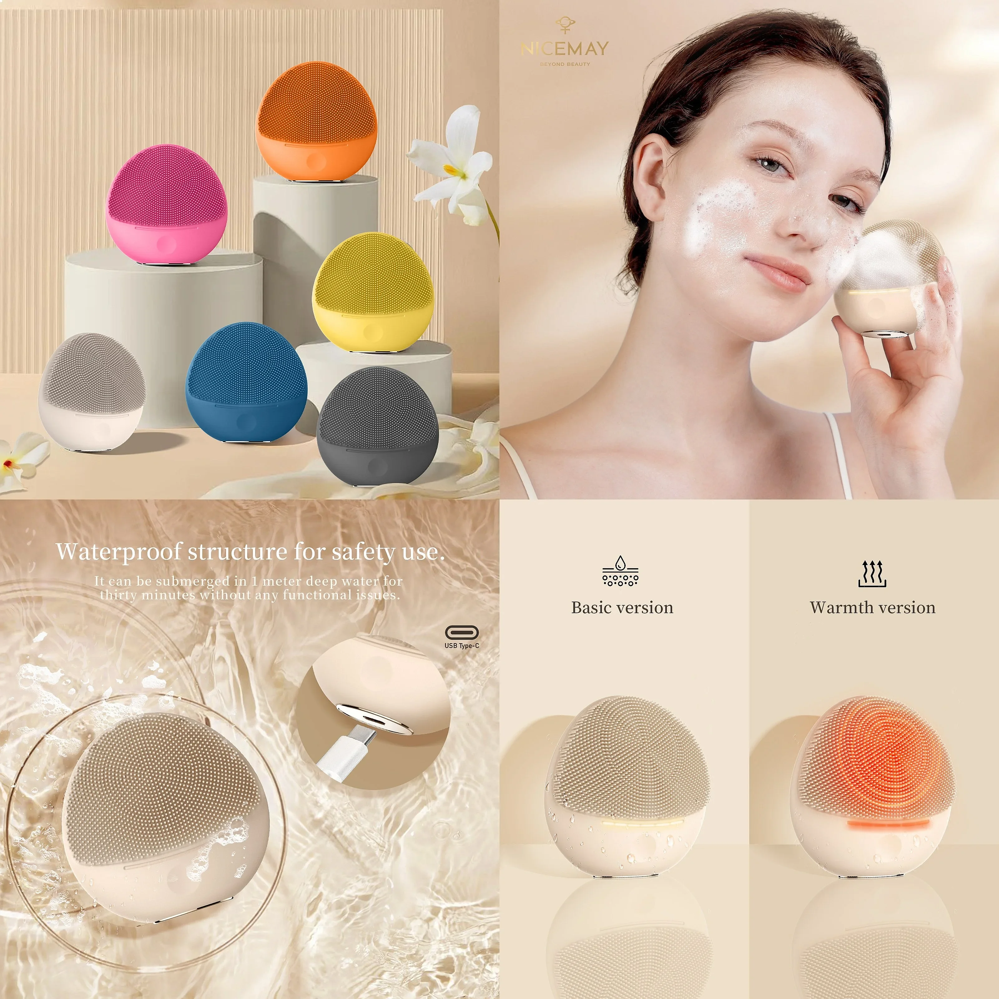Exfoliating Massage Sonic Vibration Cleaner Hot Micro Dermabrasion Electric Silicone Cleaner Cleansing Facial Cleansing Brush
