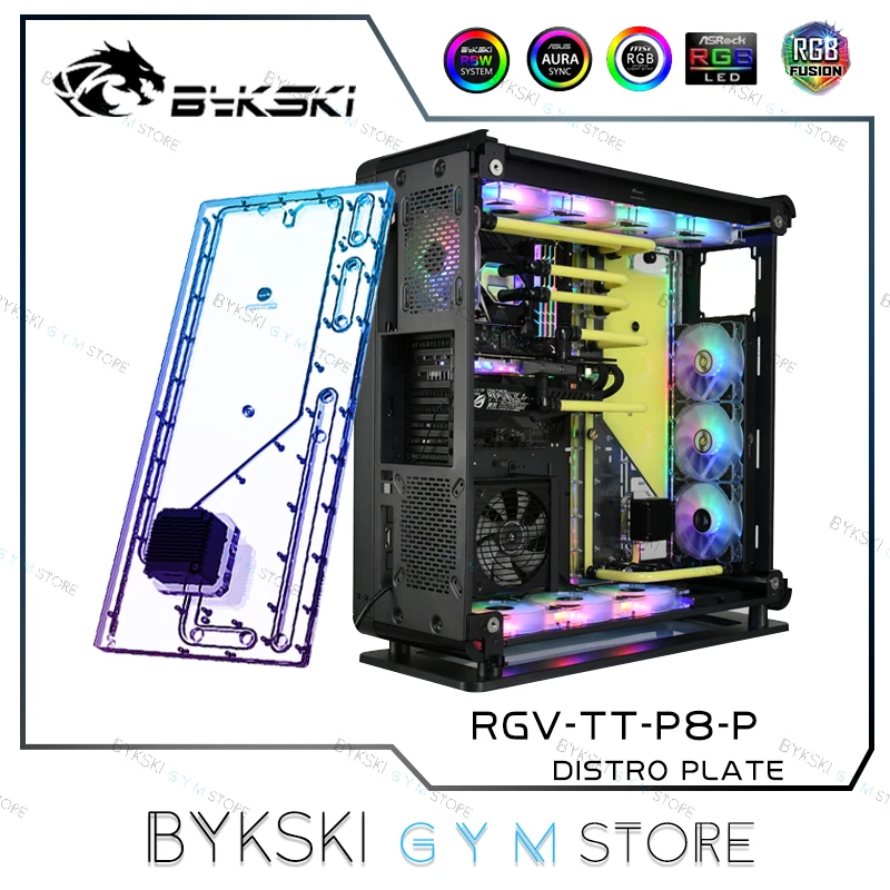 Imagem -02 - Bykski Distro Placa para Thermaltake Núcleo p8 Case Tanque de Água Acrílico do Reservatório Rgb para Refrigerar 12v 5v Rgv-tt-p8-p