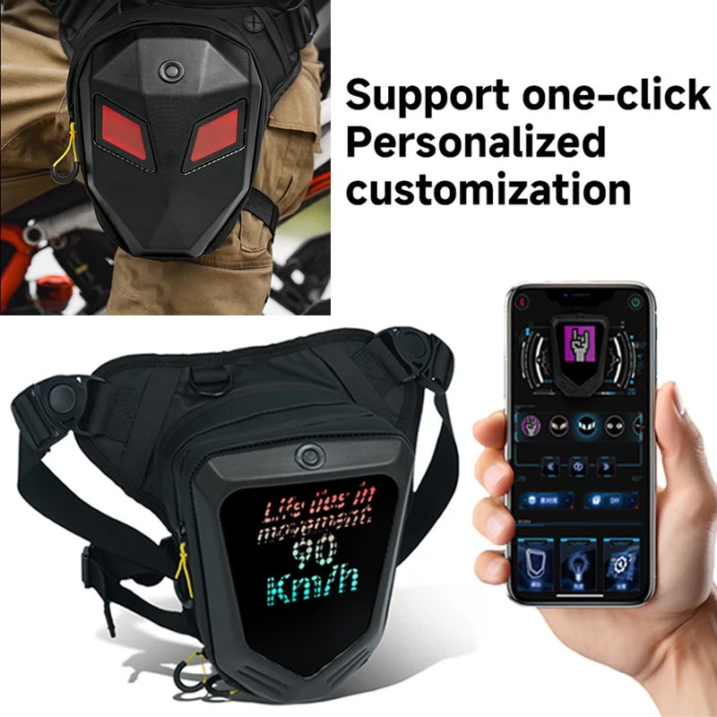 

LED Screen Motorcycle Drop Leg Bag DIY Smart Display Motorbike Waist Bag High Capacity Moto Biker Leg Bag Mobile Phone Fanny Bag