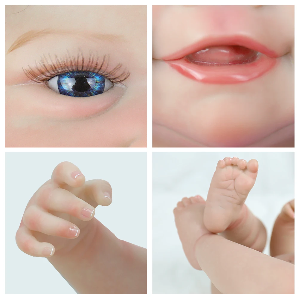 19-Zoll-Reborn-Babypuppen für Mädchen, voller Silikon-Vinyl-Körper mit 3D-Haut, handbemalt, sichtbare Adern, lebensechte Puppe, Weihnachtsspielzeug, Geschenke