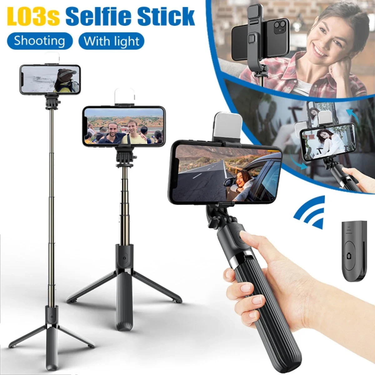 Штатив для селфи, Беспроводная портативная селфи-палка, 87 см, Bluetooth, L03s