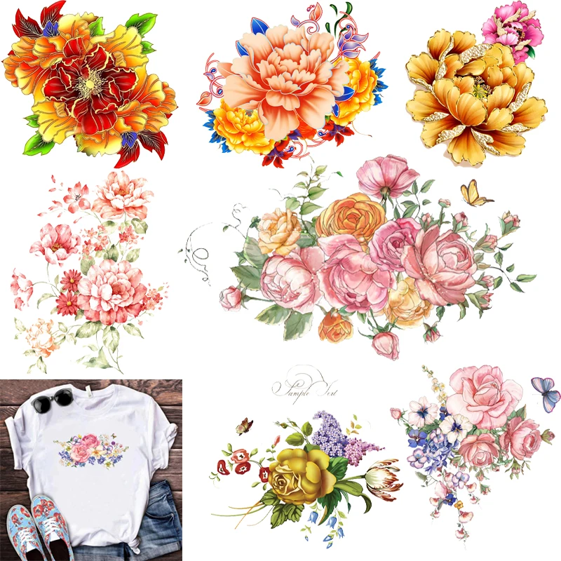 Beautiful Flower Clothing Thermoadhesive Patches Fusible Patch Iron on Patches for Clothing Heat Transfer Stickers for T Shirt