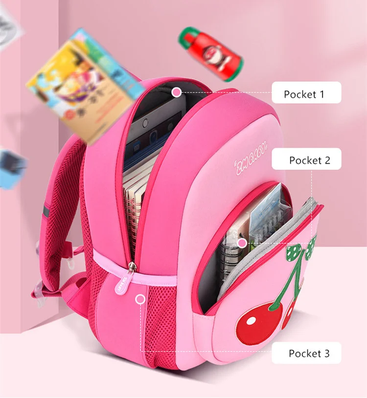 Sac à livres rose mignon pour enfants, petit sac d'école SR, 1ère année, enfants filles de 2 à 6 ans