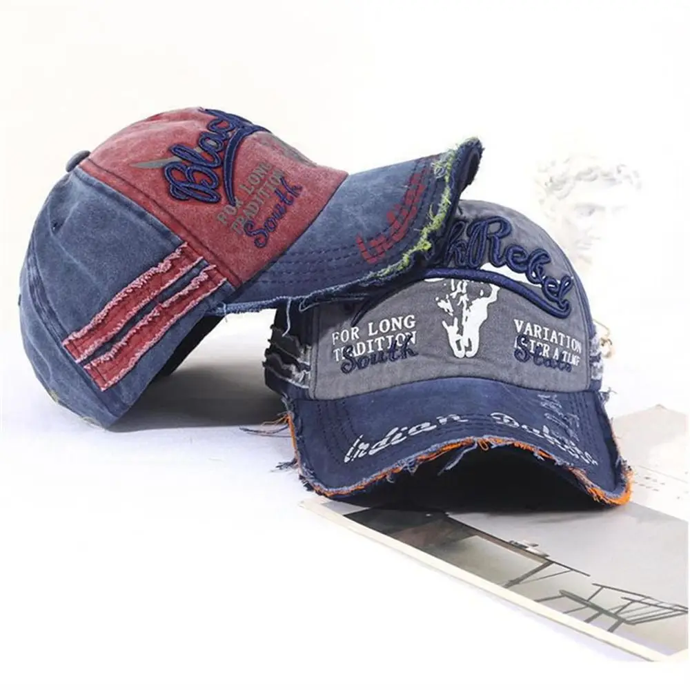 Vintage bejsbolówka z literami moda Retro jeansowa czapka typu Snapback czapka taty regulowana zmiękczana bawełna czapka typu Trucker lato jesień