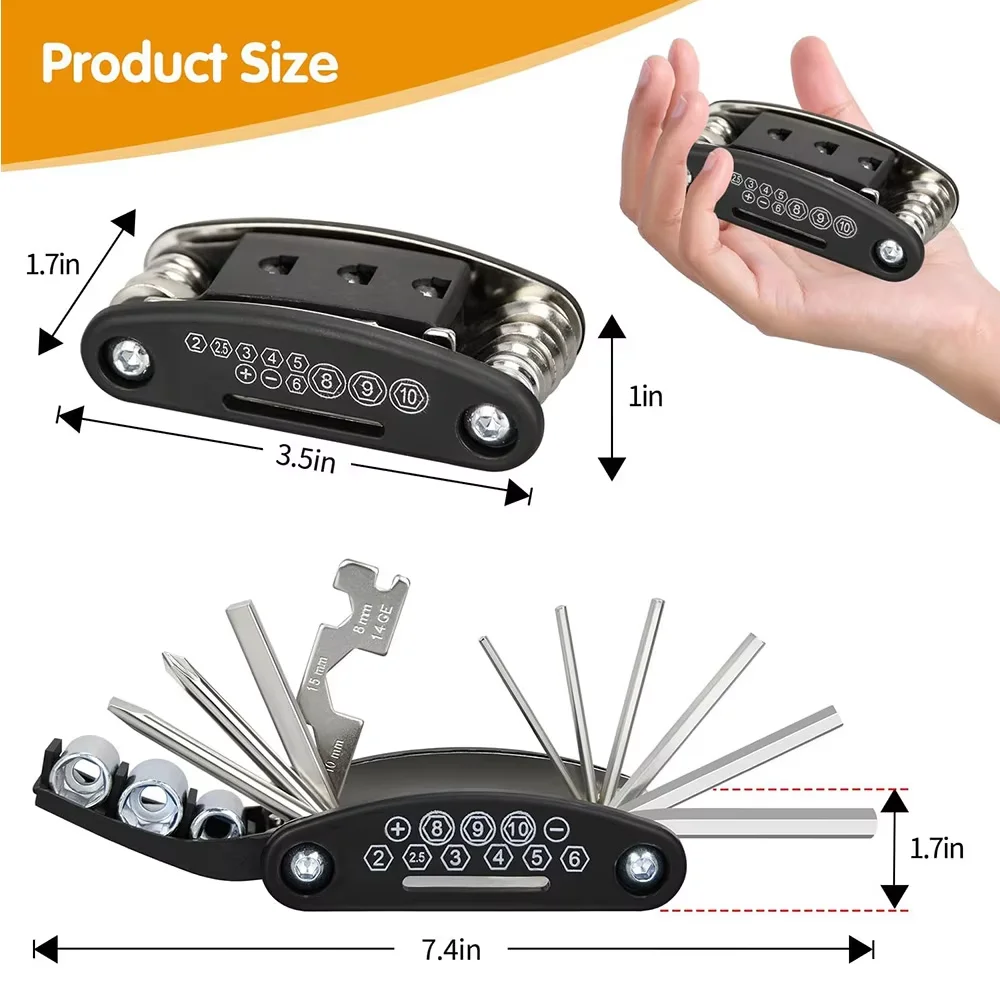 16 in 1 MTB Tools Road Bicycle Allen Wrench Tools Portable Bicycle Repair Tool set  Suitable for mountain bikes and road bikes image 2