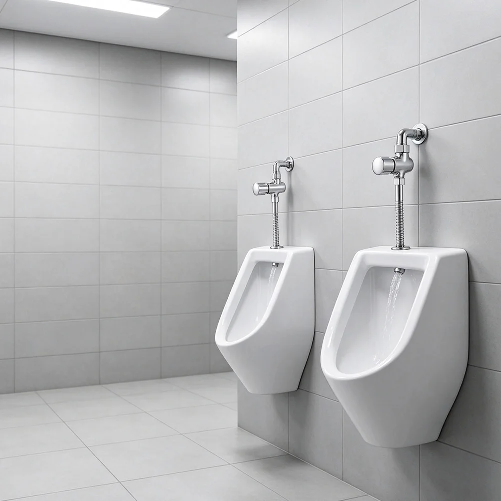 Brass Urinal Flush Valve with Exposed Mount Design for Schools Malls and Commercial Washrooms Chrome 4 Point Inlet