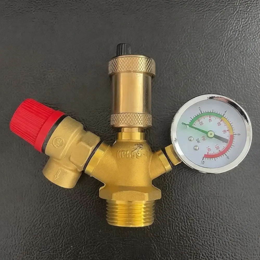 Brass Pressure Relief Valve Automatic Vent Gauge For Heating Boiler Systems Industrial Plumbing Equipment