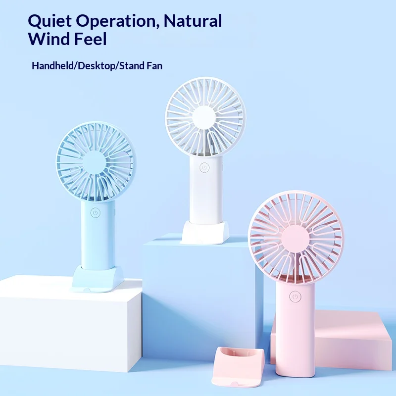 Mini Handheld Fan, 3 In 1 Portable Desk Fan With Stand, Small Usb Rechargeable Fan For Travel Office Home