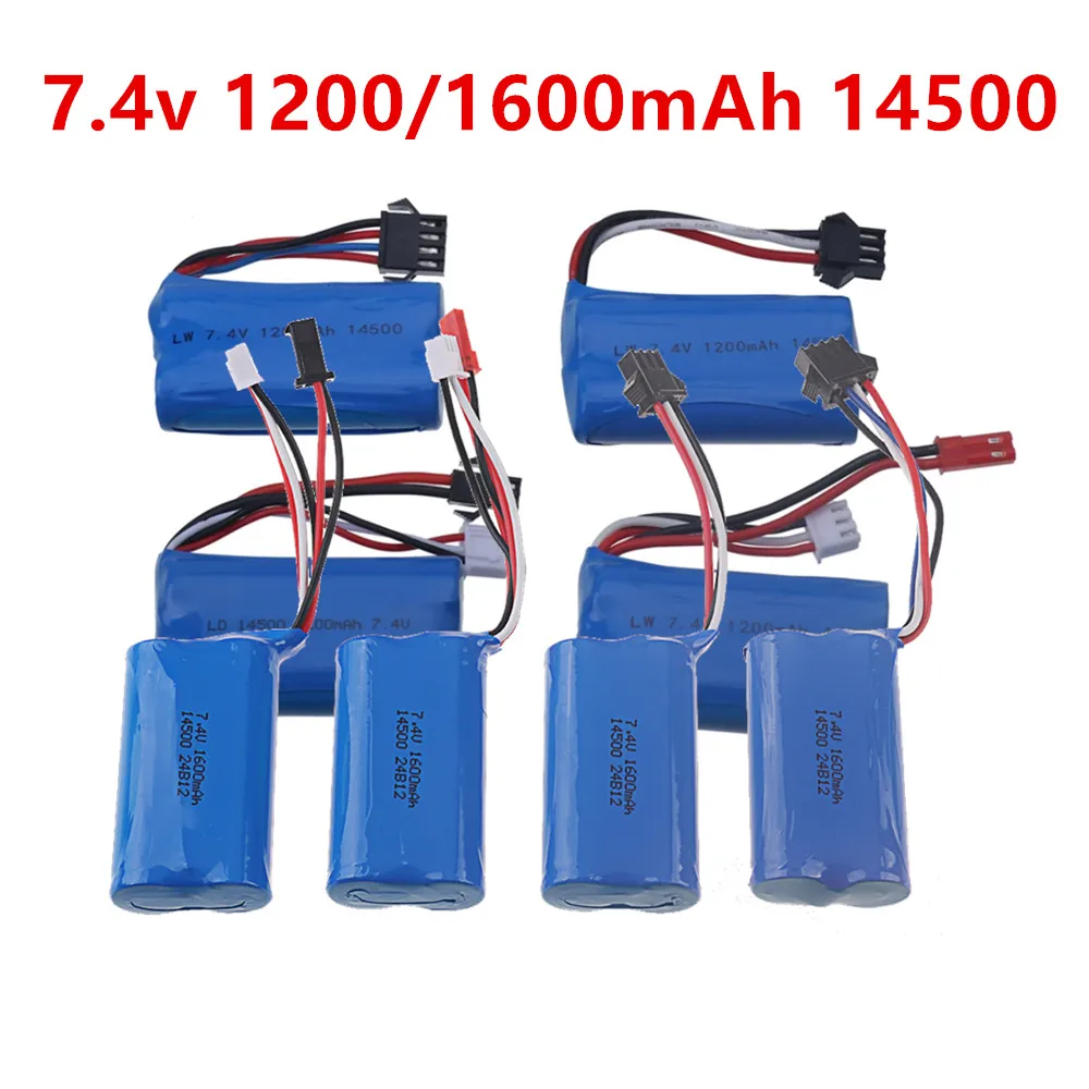 14500 rechargeable battery 7.4v 1200mAh 1600mAh Lithium battery with SM/JST plug for Electric Toys water bullet gun toys Parts