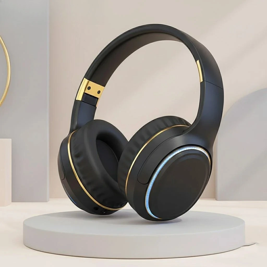 Wireless Over-Ear Bluetooth Headphones with LED Breathing Lights – Hi-Fi Deep Bass Stereo Headset with Built-in Mic, Wired 3.5mm Aux Mode & Foldable Design for PC Gaming, Music, Travel & Home Office