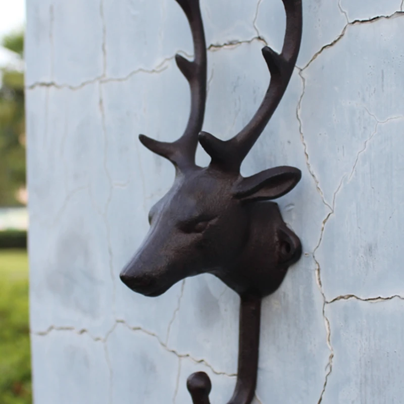 

Rural retro cast iron handicrafts wrought iron hook wall hanging wall decoration deer head decorative hook