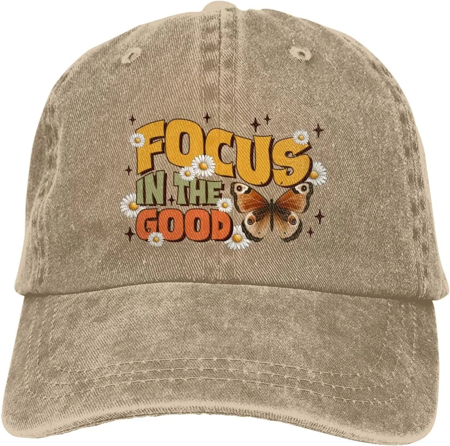 Focus in The Good Butterfly Daisy Denim Cap Golf Dad Hat Adjustable Original Classic Cotton Hat Men Women