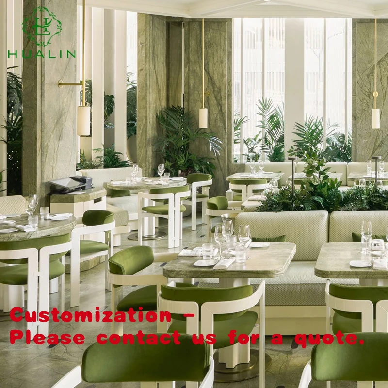 

custom.HUALIN Modern Style Restaurant High Quality Sintered Stone Dining Table Hotel Cafe Theme Restaurant Table and Chair Set