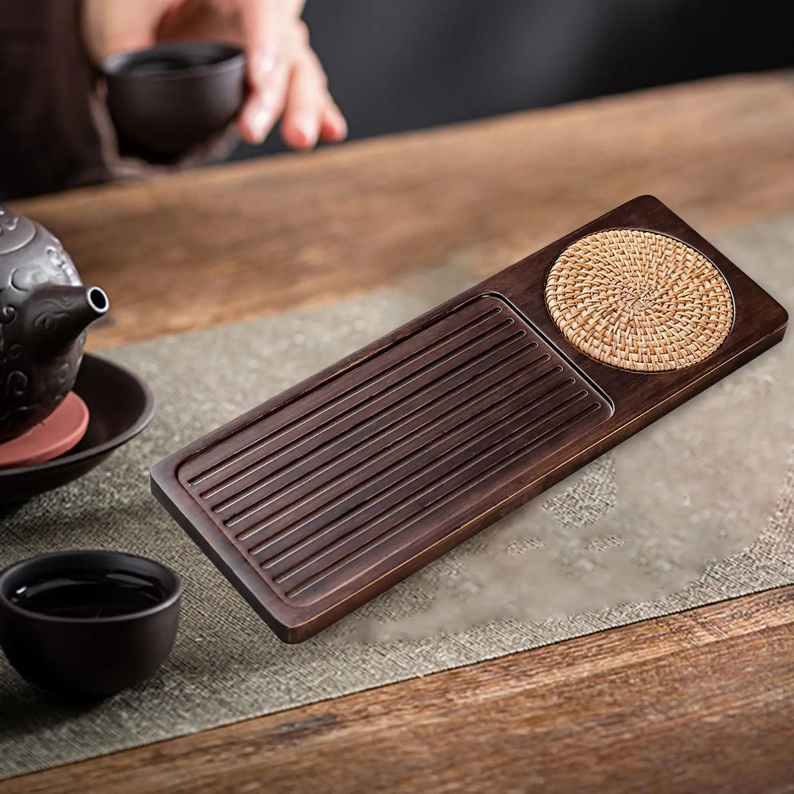 Vintage Style Bamboo Wood Tea Serving Tray Japanese Tea Serving Tray Household Tea Board for Tea Set Home Decoration Accessories