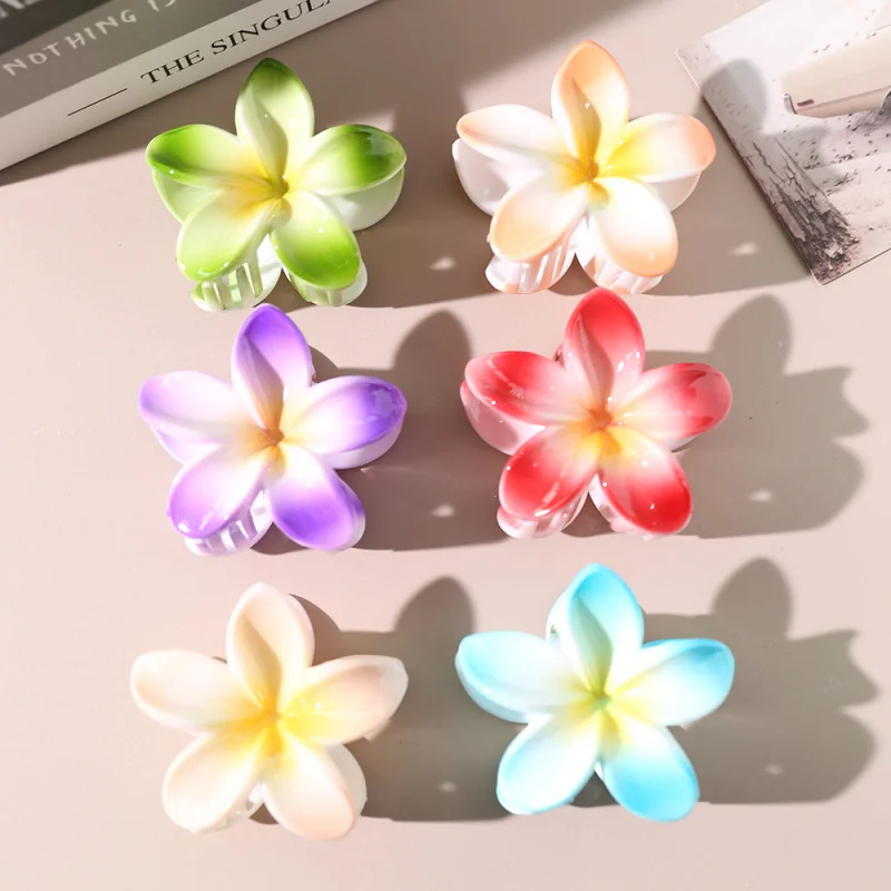 Fermaglio per capelli con fiore squisito di fascia alta Plumeria in colore sfumato