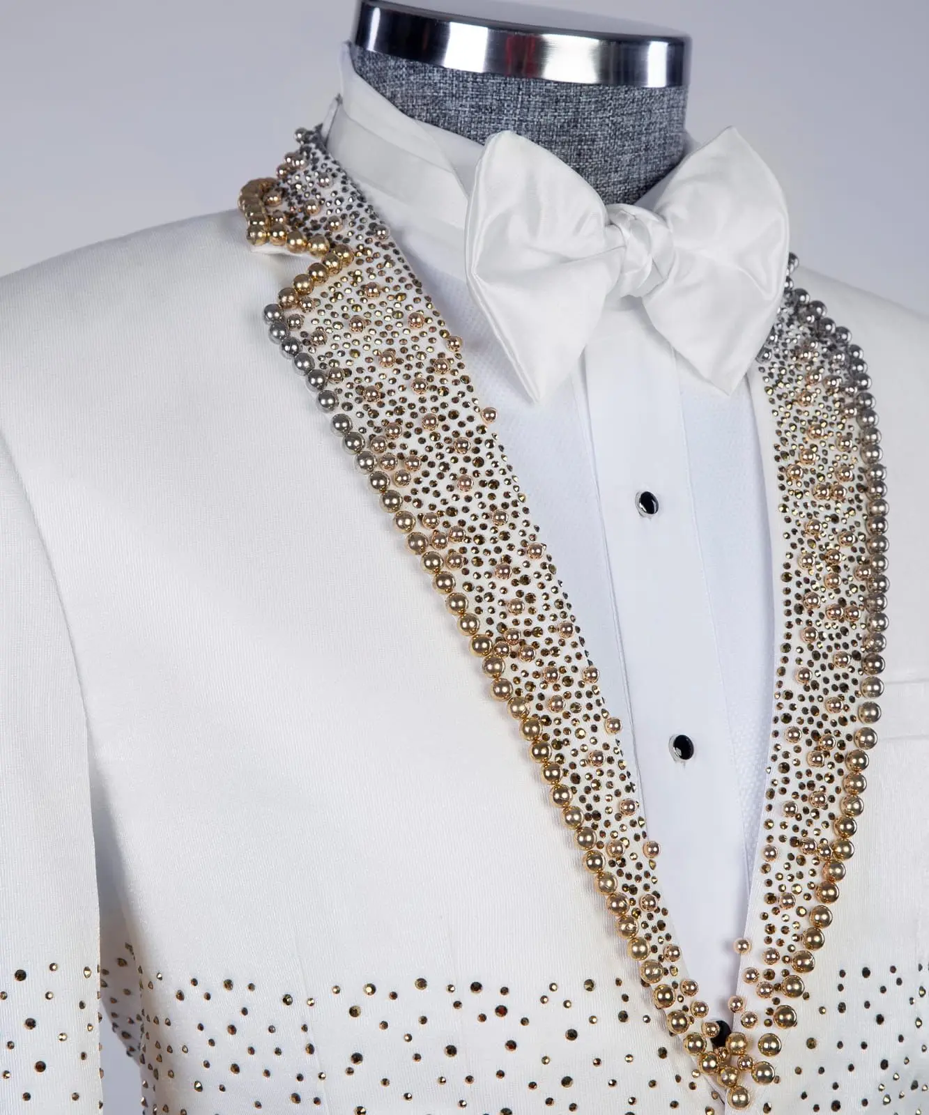 Modern Men's Suit Two-Buttons Beads Blazer Pants Business Formal Work 2-Pcs Suit Wedding Groom Tuxedo Customized Costume Homme
