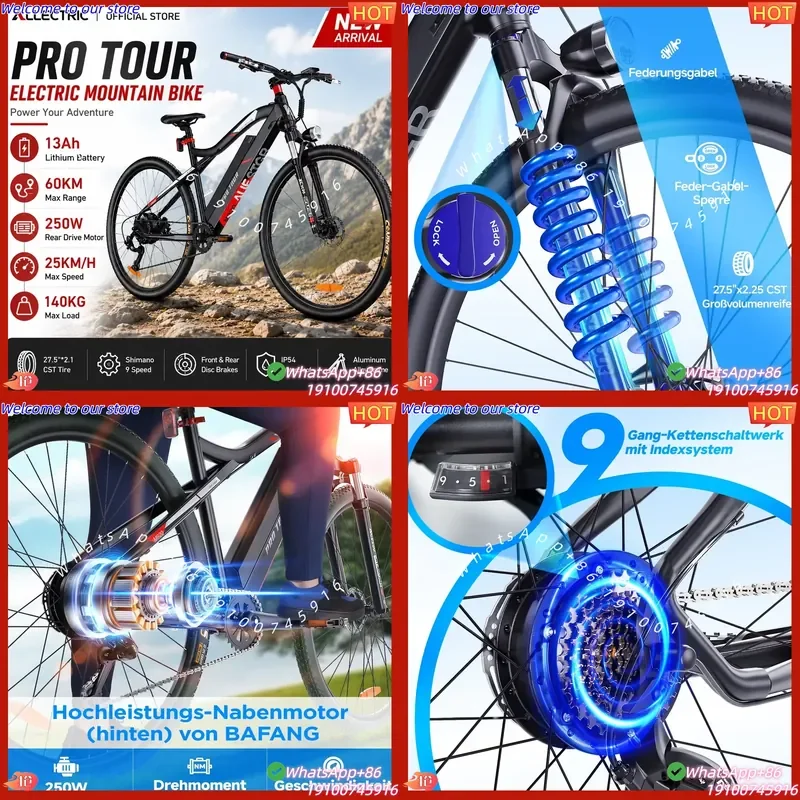 

2026CE 2026 10 27.5inch 29inch 13ah 36v 250w Mountain Street Aluminum Alloy Frame Disc Brake Electric bicycle