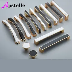 Apstelle Mirror Silver Black Nordic Style Cabinet Cupboard Pull Kitchen Drawer Handle Zinc Alloy Furniture Wardrobe Hardware