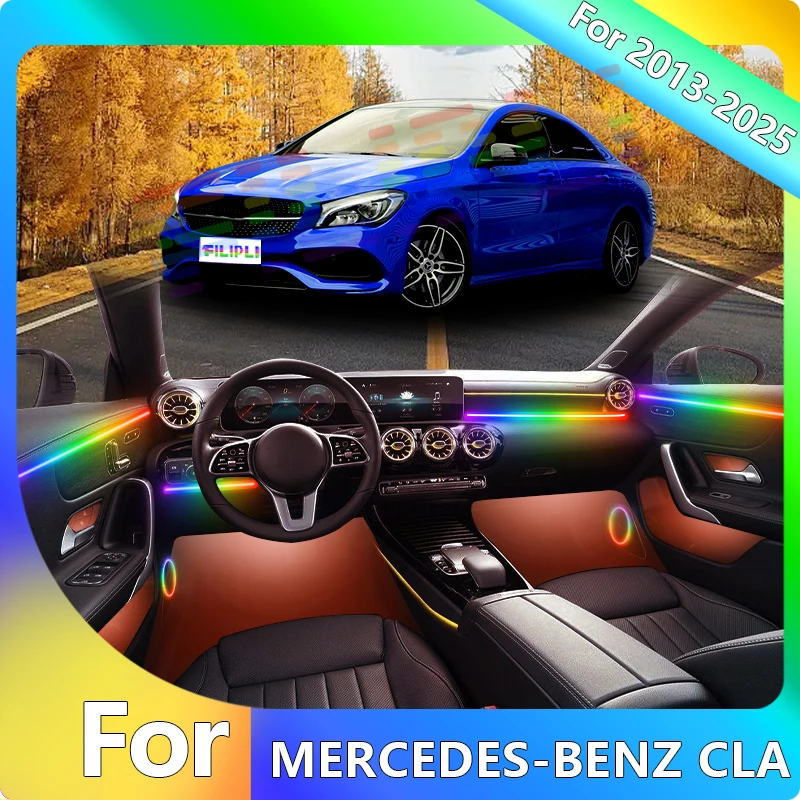 

FILIPLI For The MERCEDES-BENZ CLA For 2015 Multi Color Car LED Ambient Lights Cyberpunk Car Interior Light By Bluetooth Control