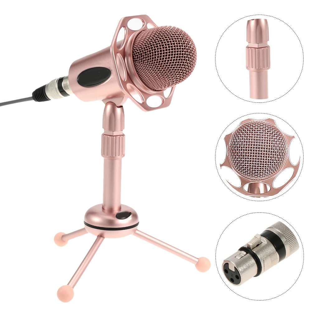 

1 set Karaoke Microphone Adjustable Height Stable Pedestal Gaming Chatting Desk Mic Desk Microphone Supplies