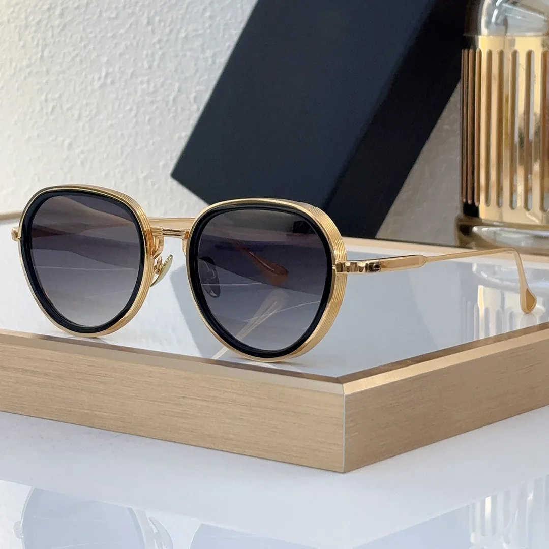 

Luxury Round Alloy Sunglasses for Men Women High Street Punk Designer Handmade Premium Eyewear UV400 with Protective Case