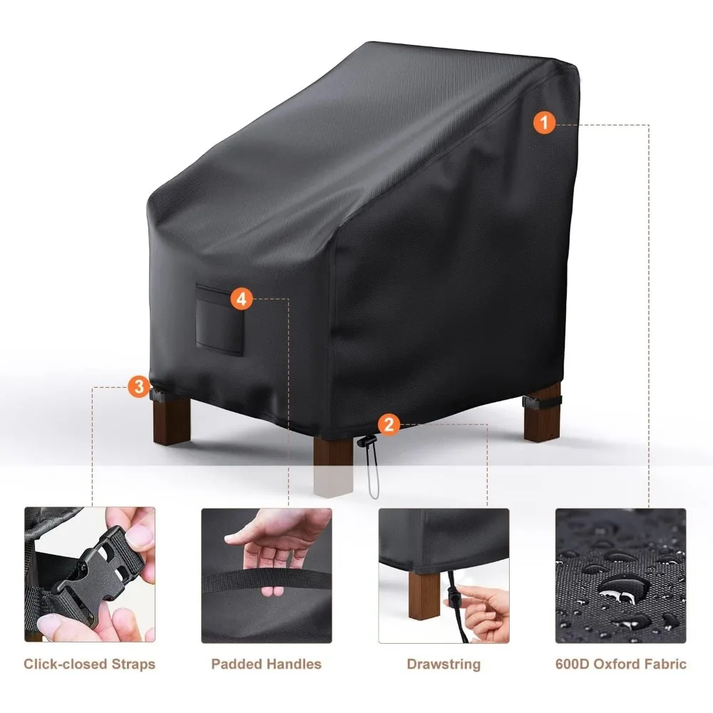 أغطية كراسي الفناء المقاومة للماء من Mrrihand، غطاء أثاث متين للحديقة الخارجية لكراسي الصالة (29 عرض × 30 عمق × 36) #5