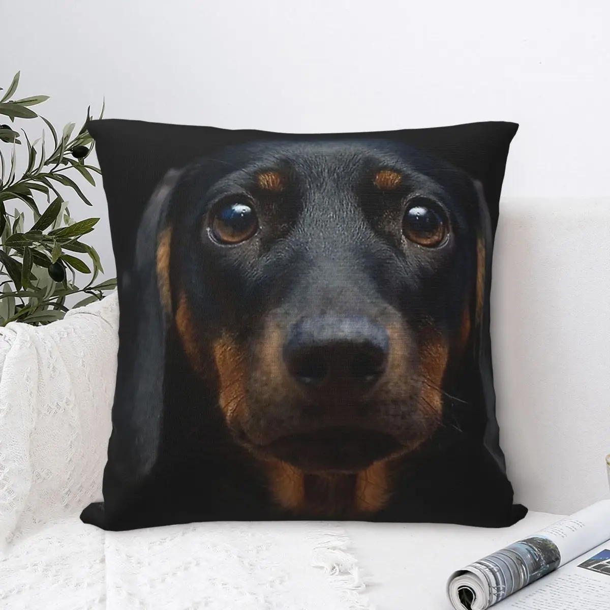 Dachshund Dog Square Pillow Covers Polyester Home Wiener Sausage Doxie Cushion Case Cute Decor Pillowcase 40*40