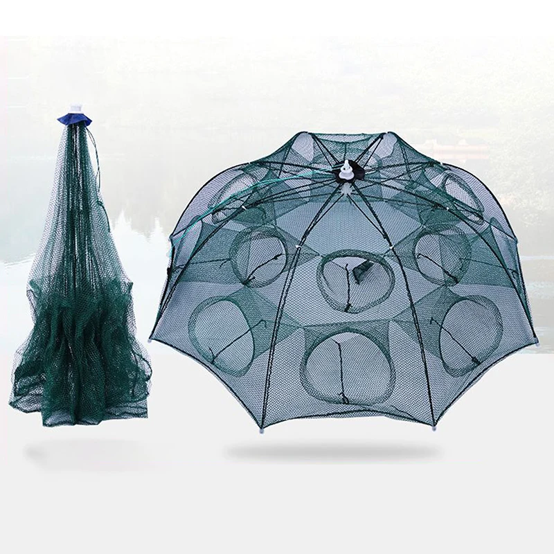 china hexagonal fishing net 1pc 4-20 Holes Fishing Net Folded Portable Hexagon Fish Network Casting Net  Crayfish Shrimp Catcher Tank Trap China Cages Mesh