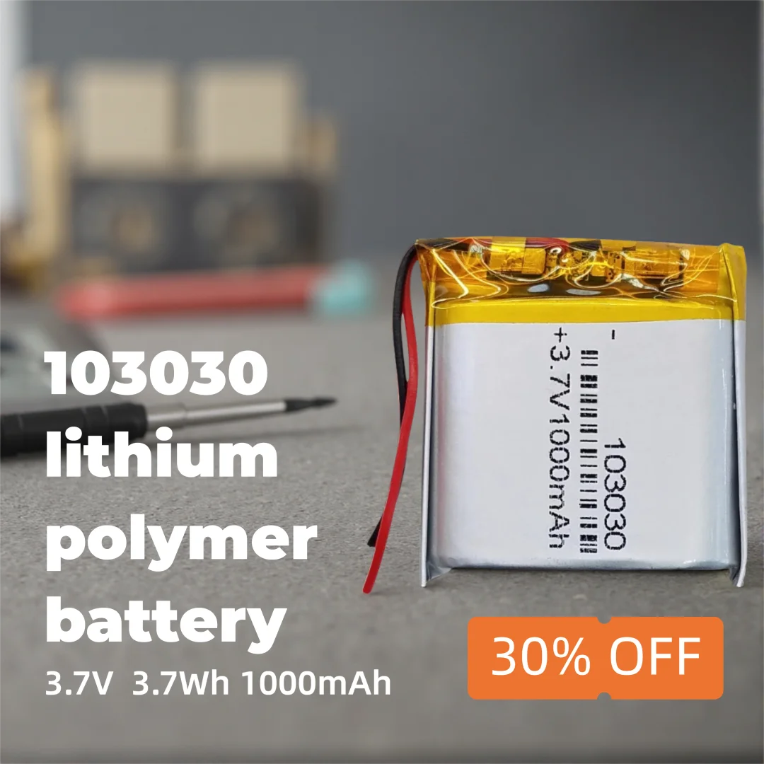 

3.7V 1000mAh 103030 Rechargeable Lithium Battery Stable Performance for Mini Drone Camera Bluetooth Headphones
