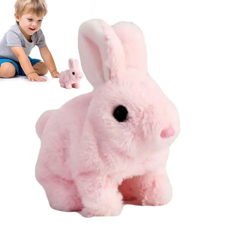 Hopping Bunny Toy Simulated Rabbit Doll Electronic Toy Bunny Jumping Twitching Nose Wiggling Ears Interactive Plush Figures For