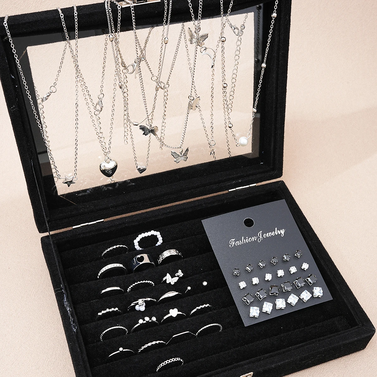 51 Pcs Silver Color Jewelry Set Review, Butterfly Heart Pearl Fashion Accessories for Women image 1