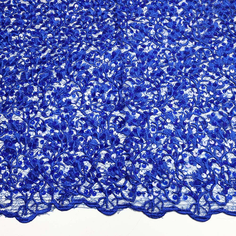 African Lace Fabric Pure Water Soluble Lace 2024 Latest Designed Guipure Lace With Sequins For High Quality Dress