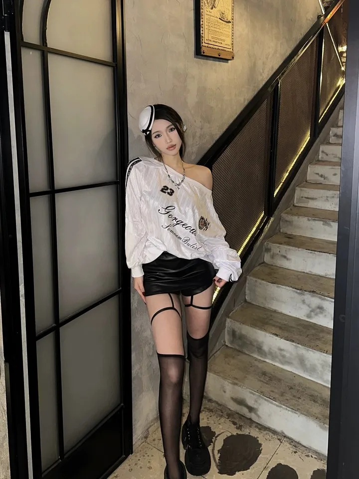 Summer Black Mini Leather Skirts Elegant  Faux Leather Skirts For Woman Low Rise Skirts Split Leather Skirt With Shorts Brown
