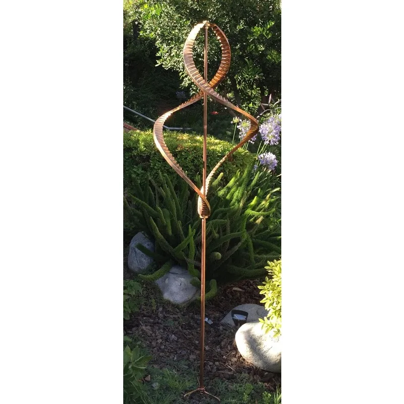 Kinetic Copper Double Helix Spinner Heavy-duty Copper and Brass Construction Moves with The Slightest Breeze Yard  Garden Decor